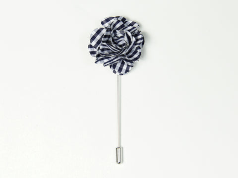 "The Gesture" Navy/White Gingham Floral Lapel Pin