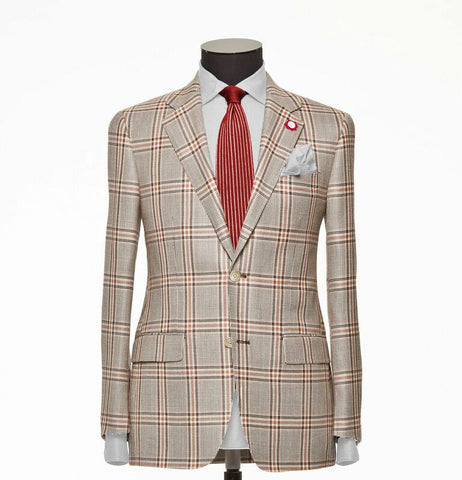 "The Charleston" Cream and Brown Windowpane Suit