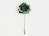 "The Gesture" Blue and Green Floral Lapel Pin
