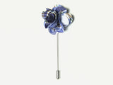 "The Gesture" Blue and Orange Floral Lapel Pin