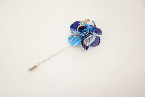 "The Gesture" Blue and Orange Floral Lapel Pin